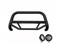 Max T Bull Bar with 5.30-Inch Black Round Flood LED Lights; Textured Black (15-23 F-150, Excluding Raptor)