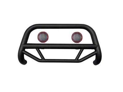 Max T Bull Bar with 5.30-Inch Red Round Flood LED Lights; Textured Black (15-25 F-150, Excluding Raptor)
