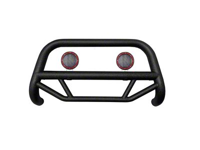 Max T Bull Bar with 5.30-Inch Red Round Flood LED Lights; Textured Black (15-24 F-150, Excluding Raptor)