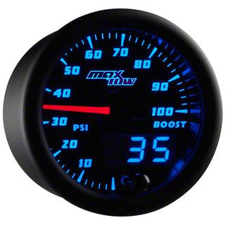 MaxTow 100 PSI Boost Gauge; Black and Blue (Universal; Some Adaptation May Be Required)