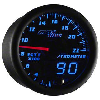 MaxTow 2200 Degree Exhaust Gas Temperature Gauge; Black and Blue (Universal; Some Adaptation May Be Required)