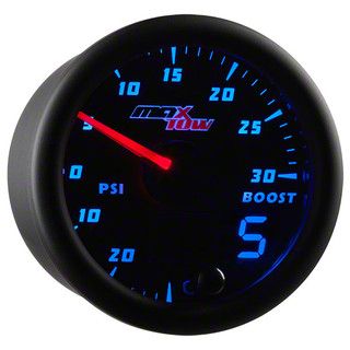 MaxTow 30 PSI Boost/Vacuum Gauge; Black and Blue (Universal; Some Adaptation May Be Required)