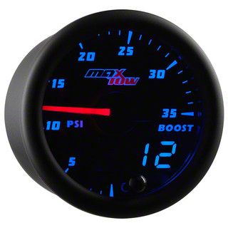 MaxTow 35 PSI Boost Gauge; Black and Blue (Universal; Some Adaptation May Be Required)