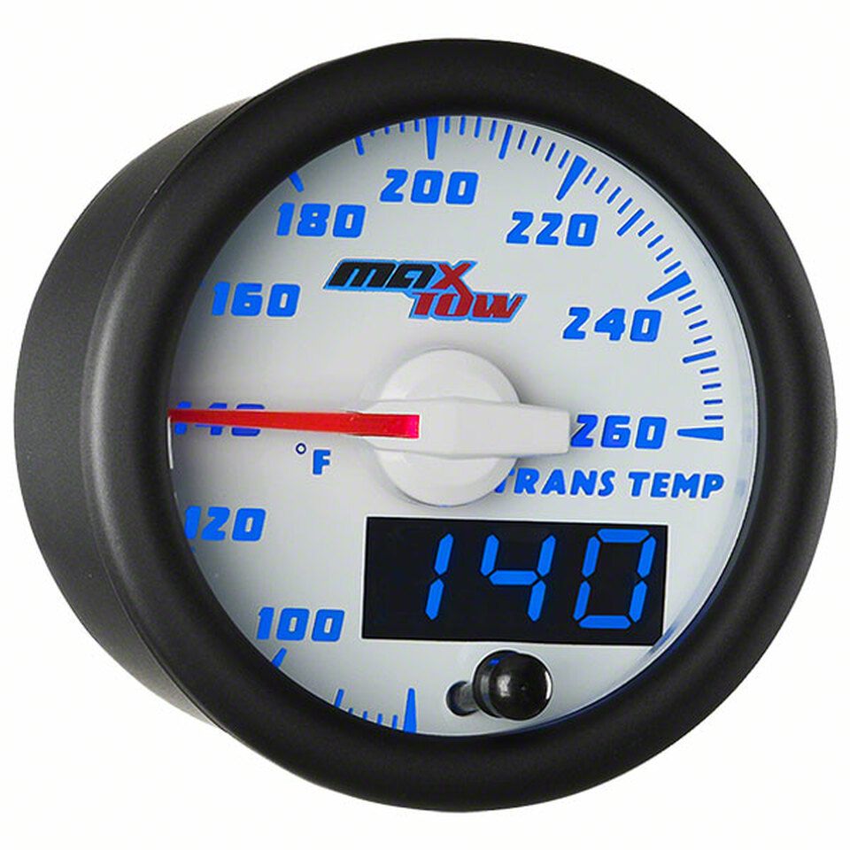 MaxTow Transmission Temperature Gauge; White and Blue (Universal; Some Adaptation May Be Required)