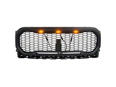 American Modified Mesh Upper Replacement Grille with Amber Lights; Black (21-23 F-150, Excluding Raptor & Tremor)