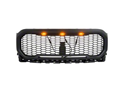 American Modified Mesh Upper Replacement Grille with Amber Lights; Black (21-23 F-150, Excluding Raptor & Tremor)