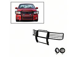 Modular Grille Guard with 5.30-Inch Black Round Flood LED Lights; Black (99-03 4WD F-150)