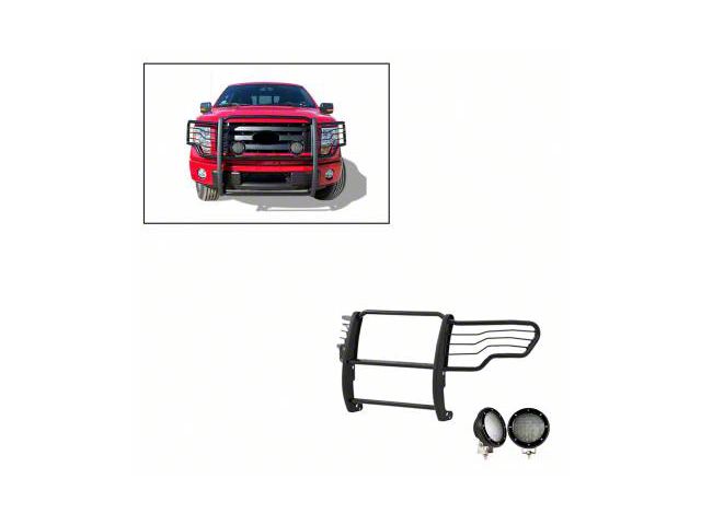 Modular Grille Guard with 5.30-Inch Black Round Flood LED Lights; Black (09-14 F-150, Excluding Raptor)