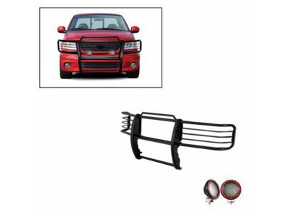 Modular Grille Guard with 5.30-Inch Red Round Flood LED Lights; Black (99-03 4WD F-150)