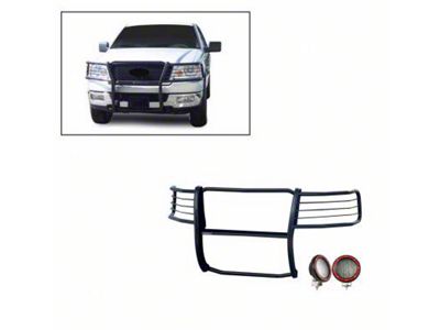 Modular Grille Guard with 5.30-Inch Red Round Flood LED Lights; Black (04-08 F-150)