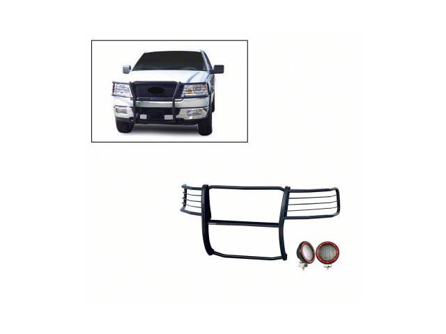 Modular Grille Guard with 5.30-Inch Red Round Flood LED Lights; Black (04-08 F-150)