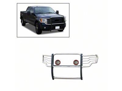 Modular Grille Guard with 5.30-Inch Red Round Flood LED Lights; Stainless Steel (09-14 F-150, Excluding Raptor)