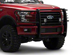 Modular Grille Guard with 5.30-Inch Black Round Flood LED Lights; Black (15-23 F-150, Excluding PowerStroke & Raptor)