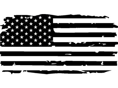 Moonroof Tattered American Flag Decal; Gloss Black (97-24 F-150)