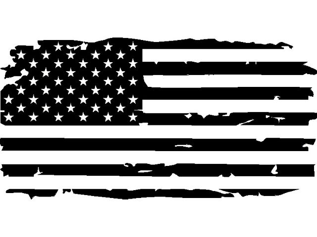Moonroof Tattered American Flag Decal; Gloss Black (97-24 F-150)