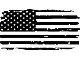 Moonroof Tattered American Flag Decal; Matte Black (97-25 F-150)