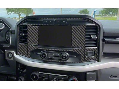 Navigation Screen Accent Trim; Domed Carbon Fiber (21-24 F-150 w/ 8-Inch Screen)