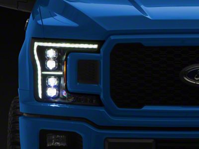 AlphaRex NOVA-Series 14th Gen G2 Style LED Projector Headlights; Black Housing; Clear Lens (18-20 F-150 w/ Factory LED Headlights)