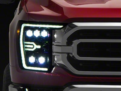 AlphaRex NOVA-Series LED Projector Headlights; Alpha Black Housing; Clear Lens (21-23 F-150 w/ Factory Halogen Headlights)