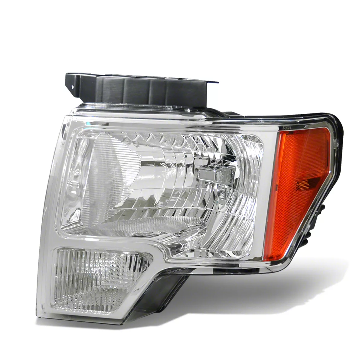 OE Style Headlight; Chrome Housing; Clear Lens; Driver Side (09-14 F-150 w/ Factory Halogen Headlights)