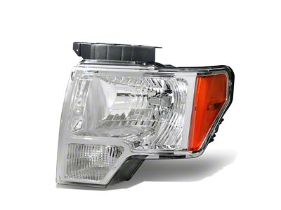 OE Style Headlight; Chrome Housing; Clear Lens; Driver Side (09-14 F-150 w/ Factory Halogen Headlights)