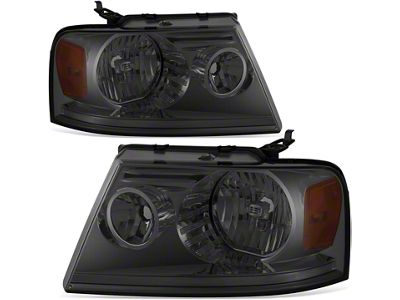OE Style Headlights with Amber Corners; Chrome Housing; Smoked Lens (04-08 F-150)