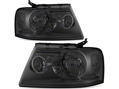 OE Style Headlights with Clear Corners; Chrome Housing; Smoked Lens (04-08 F-150)