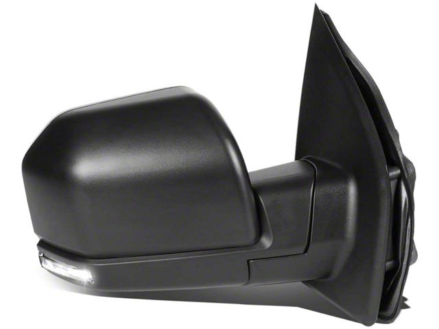 OE Style Powered Heated Mirror with Puddle Light; Black; Passenger Side (15-18 F-150)