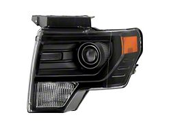 OE Style Projector Headlight; Black Housing; Clear Lens; Driver Side (13-14 F-150 w/ Factory HID Headlights)