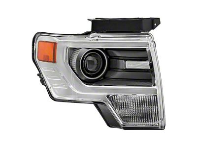 OE Style Projector Headlight; Chrome and Grey Housing; Clear Lens; Passenger Side (13-14 F-150 w/ Factory HID Headlights)