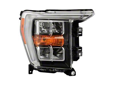OE Style Quad LED Headlight with DRL; Chrome Housing; Clear Lens; Passenger Side (21-23 F-150 w/ Factory LED Reflector Headlights)