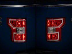 OE Style Tail Lights; Chrome Housing; Red Lens (18-20 F-150 w/ Factory Halogen Non-BLIS Tail Lights)