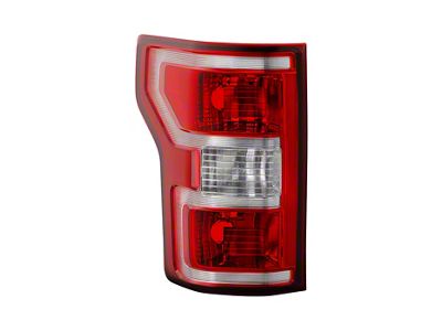 OEM Style Tail Light; Chrome Housing; Red/Clear Lens; Driver Side (18-20 F-150 w/ Factory Halogen Non-BLIS Tail Lights)
