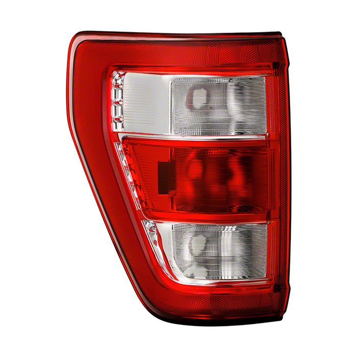 OEM Style Tail Light; Chrome Housing; Red/Clear Lens; Driver Side (21-23 F-150 w/ Factory Halogen Non-BLIS Tail Lights)