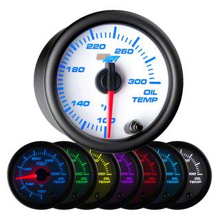 Oil Temperature Gauge; White 7 Color (Universal; Some Adaptation May Be Required)