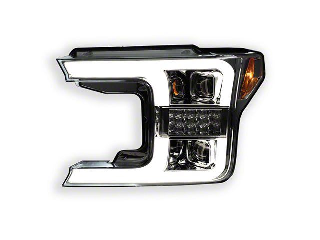 OLED DRL Projector Headlights; Chrome Housing; Clear Lens (18-20 F-150 w/ Factory Halogen Headlights)