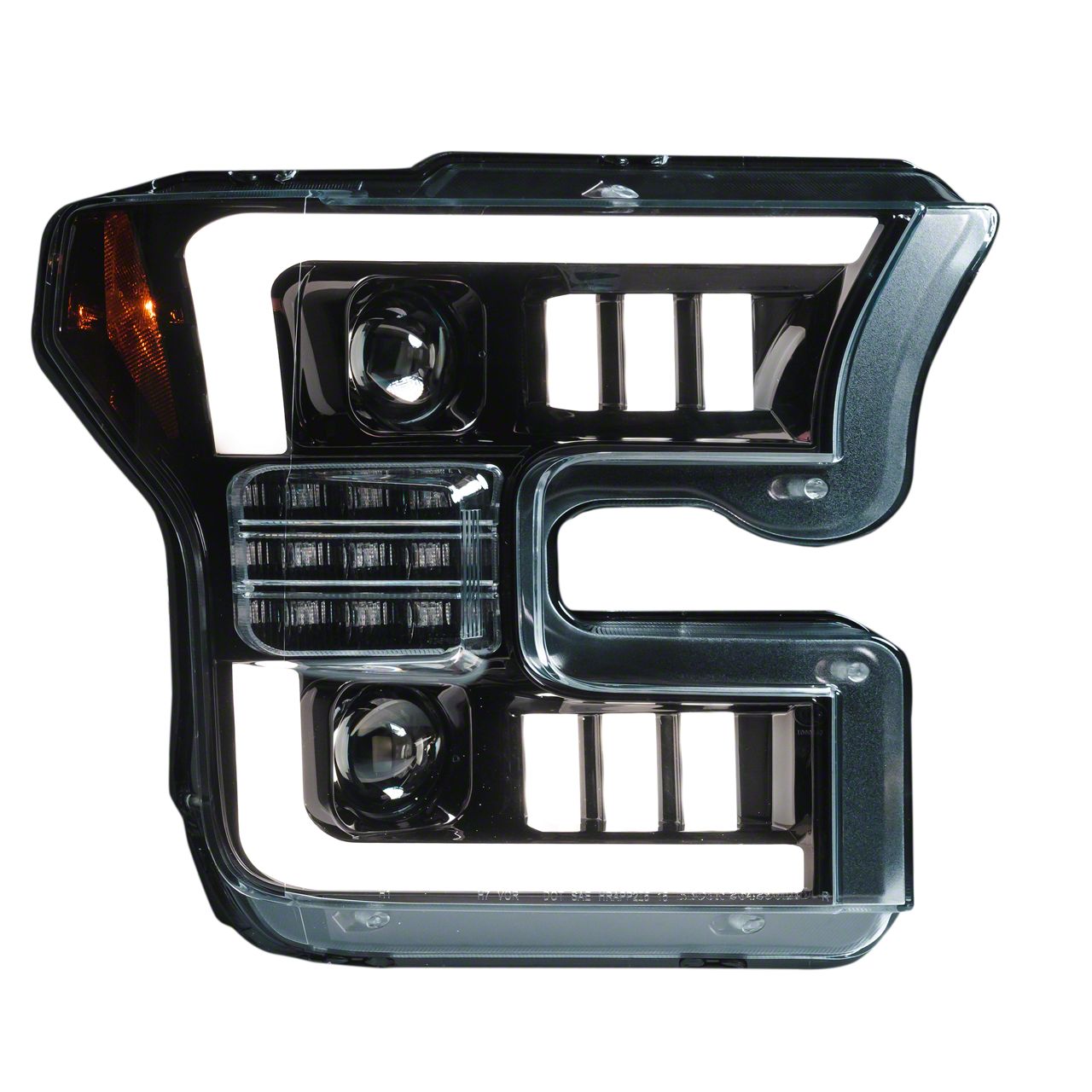 OLED DRL Projector Headlights with LED Turn Signals; Black Housing; Smoked Lens (15-17 F-150 w/ Factory Halogen Headlights)