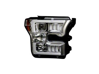 OLED DRL Projector Headlights with LED Turn Signals; Chrome Housing; Clear Lens (15-17 F-150 w/ Factory Halogen Headlights)