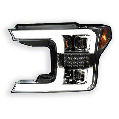 OLED DRL Projector Headlights with Switchback Turn Signals; Chrome Housing; Clear Lens (18-20 F-150 w/ Factory Halogen Headlights)