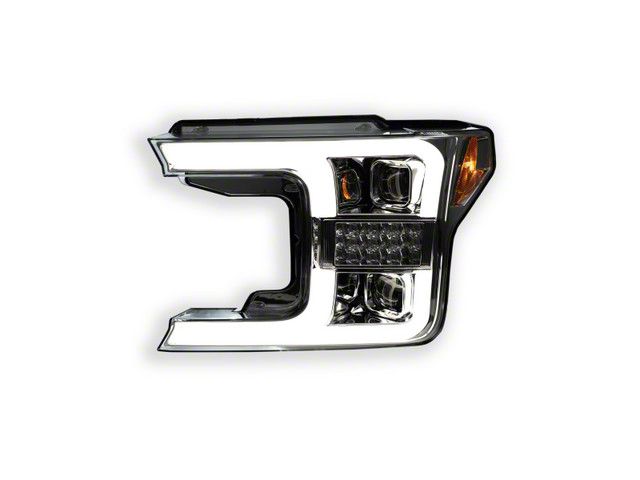 OLED DRL Projector Headlights with Switchback Turn Signals; Chrome Housing; Clear Lens (18-20 F-150 w/ Factory Halogen Headlights)