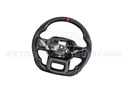 Perforated Leather Steering Wheel with Button Covers; Carbon Fiber with Red Stripe (21-25 F-150 w/o Heated Steering Wheel, Excluding Raptor)