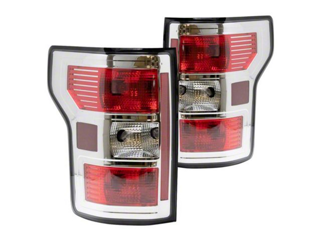 Performance Tail Lights; Chrome Housing; Red Lens (18-20 F-150 w/ Factory Halogen Non-BLIS Tail Lights)