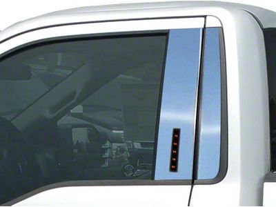 Pillar Post Trim with Keyless Entry Opening; Stainless Steel (15-24 F-150 Regular Cab)