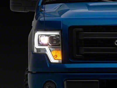 Plank Style Light Bar Projector Headlights; Chrome Housing; Clear Lens (09-14 F-150 w/ Factory Halogen Headlights)
