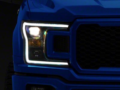 Plank Style Projector Headlights; Black Housing; Clear Lens (18-20 F-150 w/ Factory Halogen Headlights)