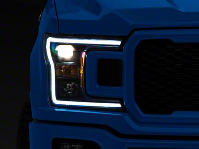 Plank Style Switchback Projector Headlights; Black Housing; Clear Lens (18-20 F-150 w/ Factory Halogen Headlights)