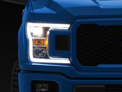 Plank Style Switchback Projector Headlights; Chrome Housing; Clear Lens (18-20 F-150 w/ Factory Halogen Headlights)