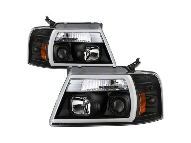 Platinum Series High-Power LED Module Headlights; Black Housing; Clear Lens (04-08 F-150)