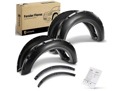 Pocket Rivet Style Fender Flares; Black (09-14 F-150 Styleside, Excluding Platinum & Raptor)