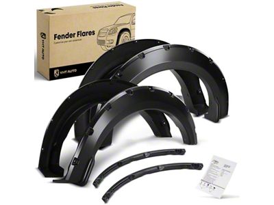 Pocket Rivet Style Fender Flares; Black (15-17 F-150, Excluding Raptor)